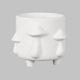 Ceramic Bisque Mushroom Footed Container